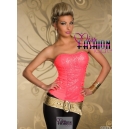 Bustier bandeau glamour strass corail fluo