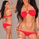 Bikini bandeau fashion rouge strass