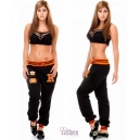 Pantalon Jogging Fashion femme orange  fluo et noir