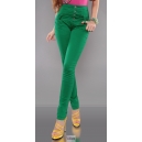 Jeans slim taille haute fashion vert