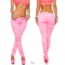 Pantalon fashion déchiré style rose néon