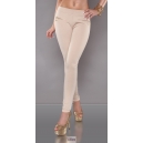 Pantalon treggings fashion zip beige