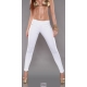 Pantalon treggings fashion zip blanc